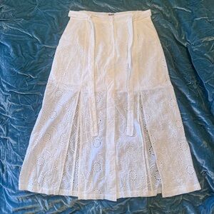 BB Dakota White Eyelet Maxi Skirt Summer Vacation 100% Cotton Coastal Cowgirl